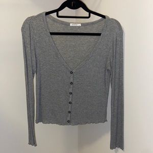 Ribbed long sleeve button up shirt or cardigan